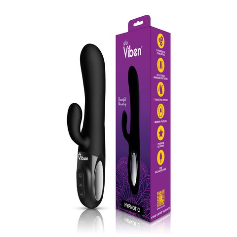 Viben Hypnotic Thrusting Rabbit Vibe with Swinging Clit Stimulator in Black VIBRATORS-RABBIT