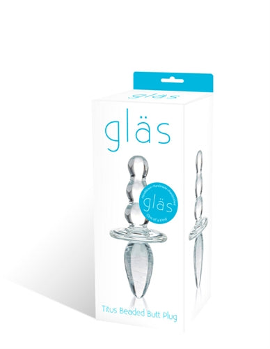 Glas 4.5" Titus Clear Handblown Glass Beaded Butt Plug Dual Ended Clear > Glass > Toys