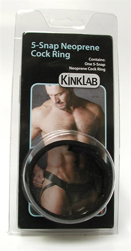KinkLab 5-Snap Neoprene Adjustable Cock Ring – Adjustable Cock Ring Black > Cock Ring > Adjustable