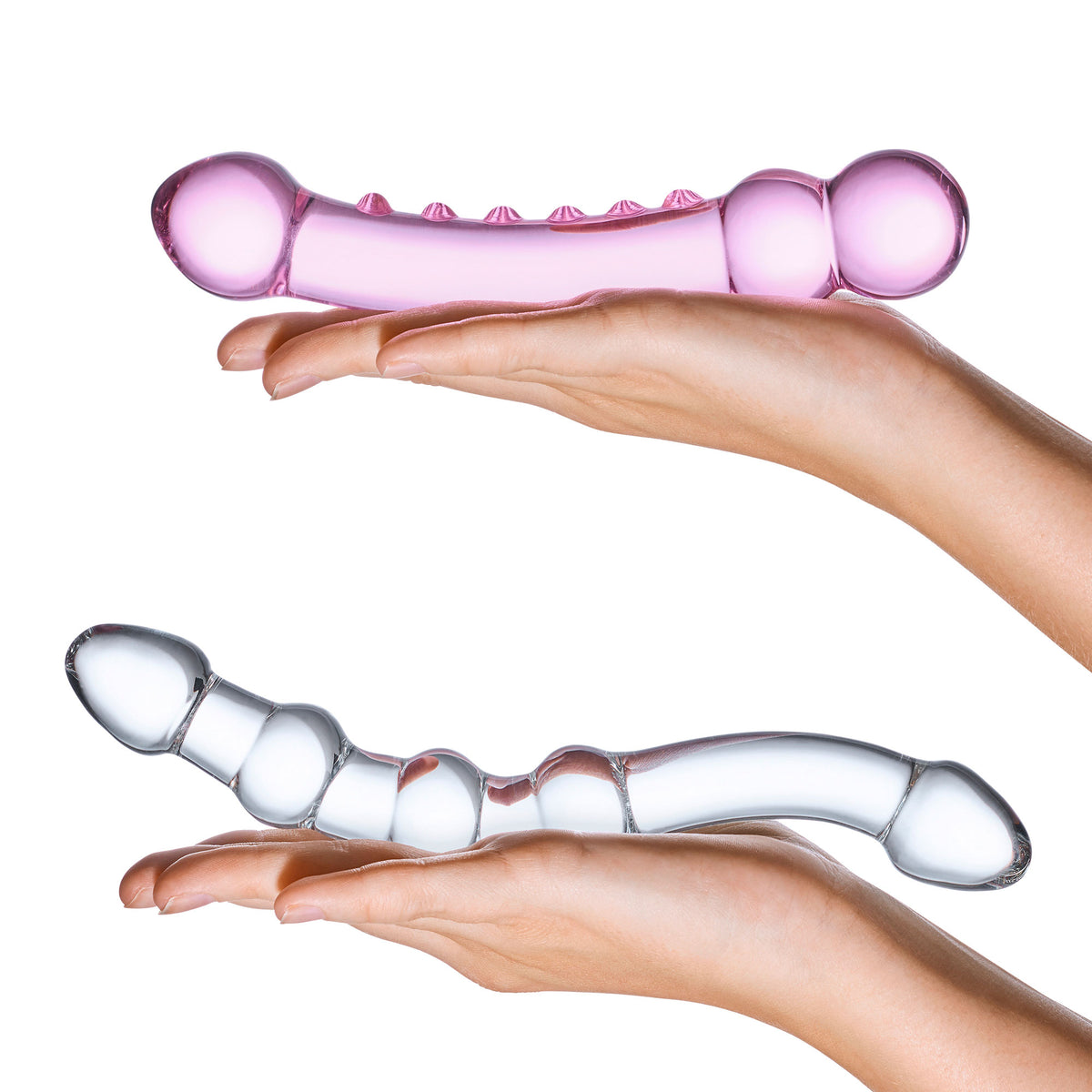 Glas Double Pleasure 6 Inch and 7.5 Inch Two-Piece Glass Dildo Set > Glass > Dildos