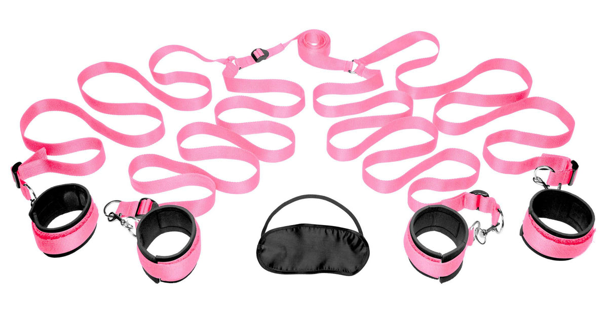 Bedroom Restraint Kit Pink – Adjustable Soft Fabric Restraints Bondage Set Pink > Bondage Gear > Bed Restraints