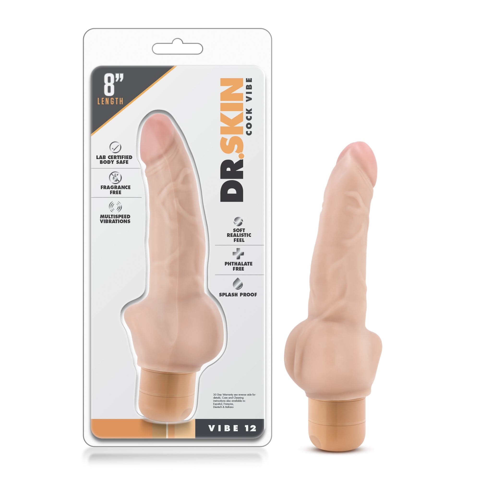 Dr Skin Adult Toys Beige Dr Skin Cock Vibe 12 8in Vibrating Cock Beige 735380113735