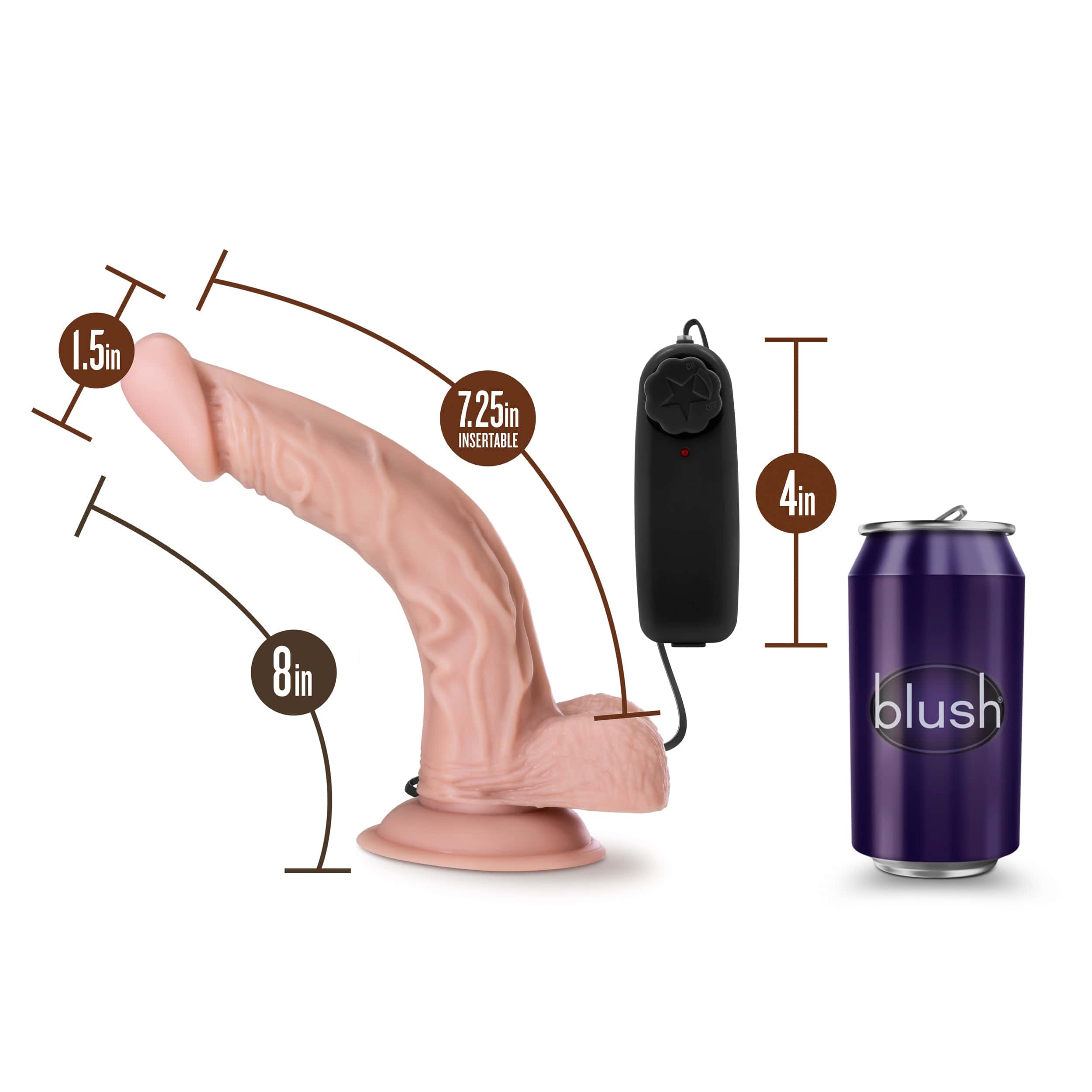 Dr Skin Adult Toys Vanilla Dr Skin Dr Sean 8in Vibrating Cock with Suction Cup Vanilla 819835022350