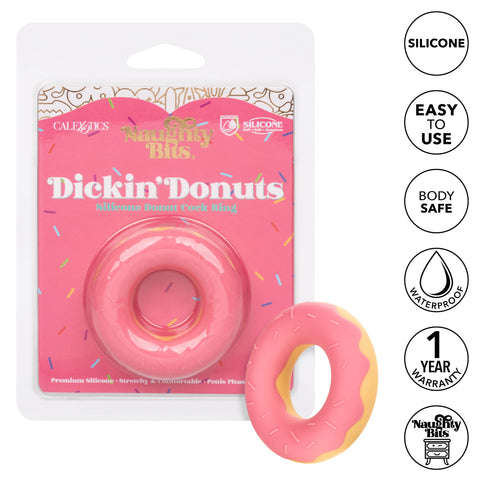 Naughty Bits Dickin Donuts Pink Silicone Donut Cock Ring Premium Stretchy Penis Enhancer COCK RINGS