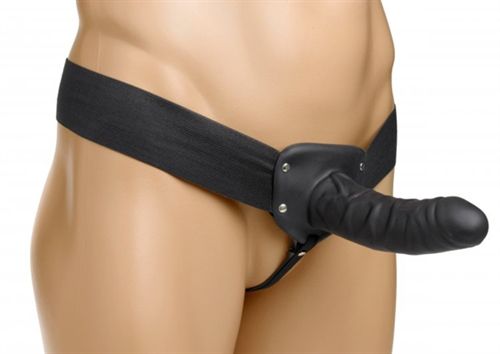 Erection Assist Hollow Strap on - Black Black STRAP-ONS