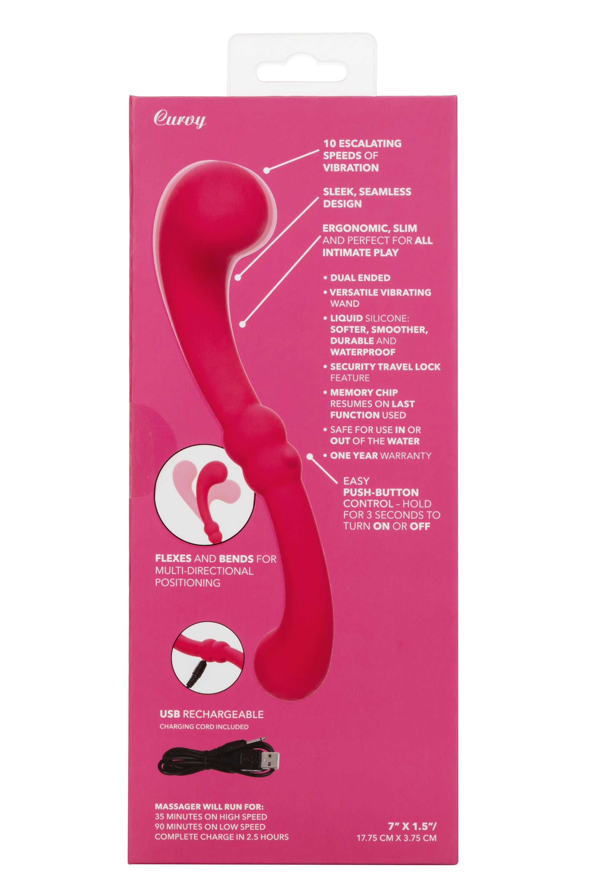 Pretty Little Wands Curvy Slim Pink Silicone Massager with 10 Speeds > Vibrators > Standard Vibrators