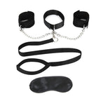 Lux Fetish Collar Cuffs and Leash Set with Removable Soft Plush Lined Cuffs and Adjustable Collar in Black Black > Bondage Gear > Restraints