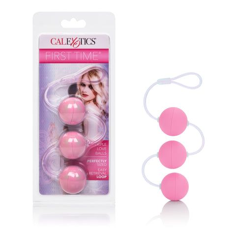 First Time Love Balls Triple Lover Pink Kegel Balls Set 1.25 Inch Each with Retrieval Loop > Sex Toys For Ladies > Kegel Exercise