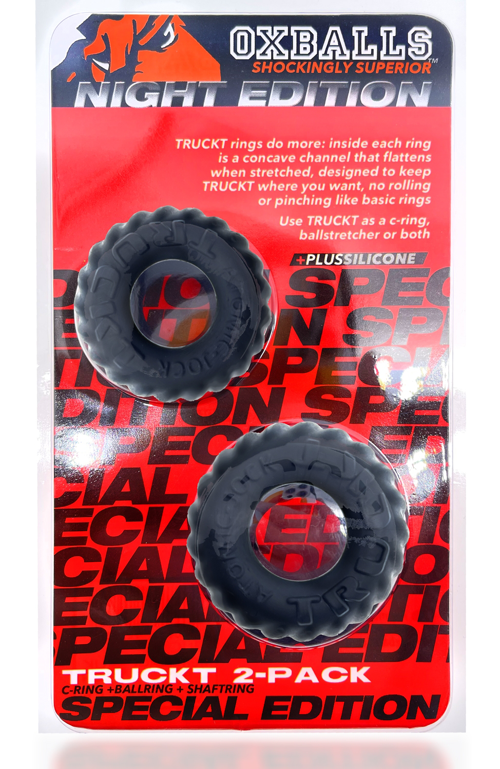 Oxballs Truckt 2 Piece (Night Black) – Silicone Cockring Set > Cock Ring > Sets