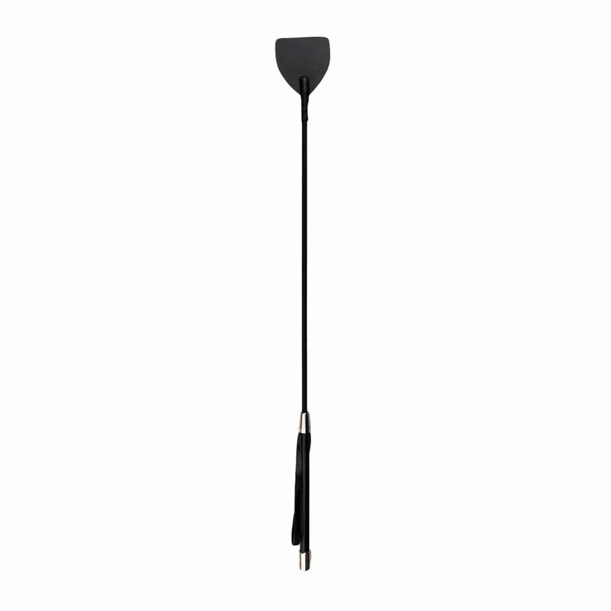 Wide Crop Whip in Black Leather for S and M Play Whips & Paddles