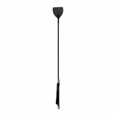 Wide Crop Whip in Black Leather for S and M Play Whips & Paddles