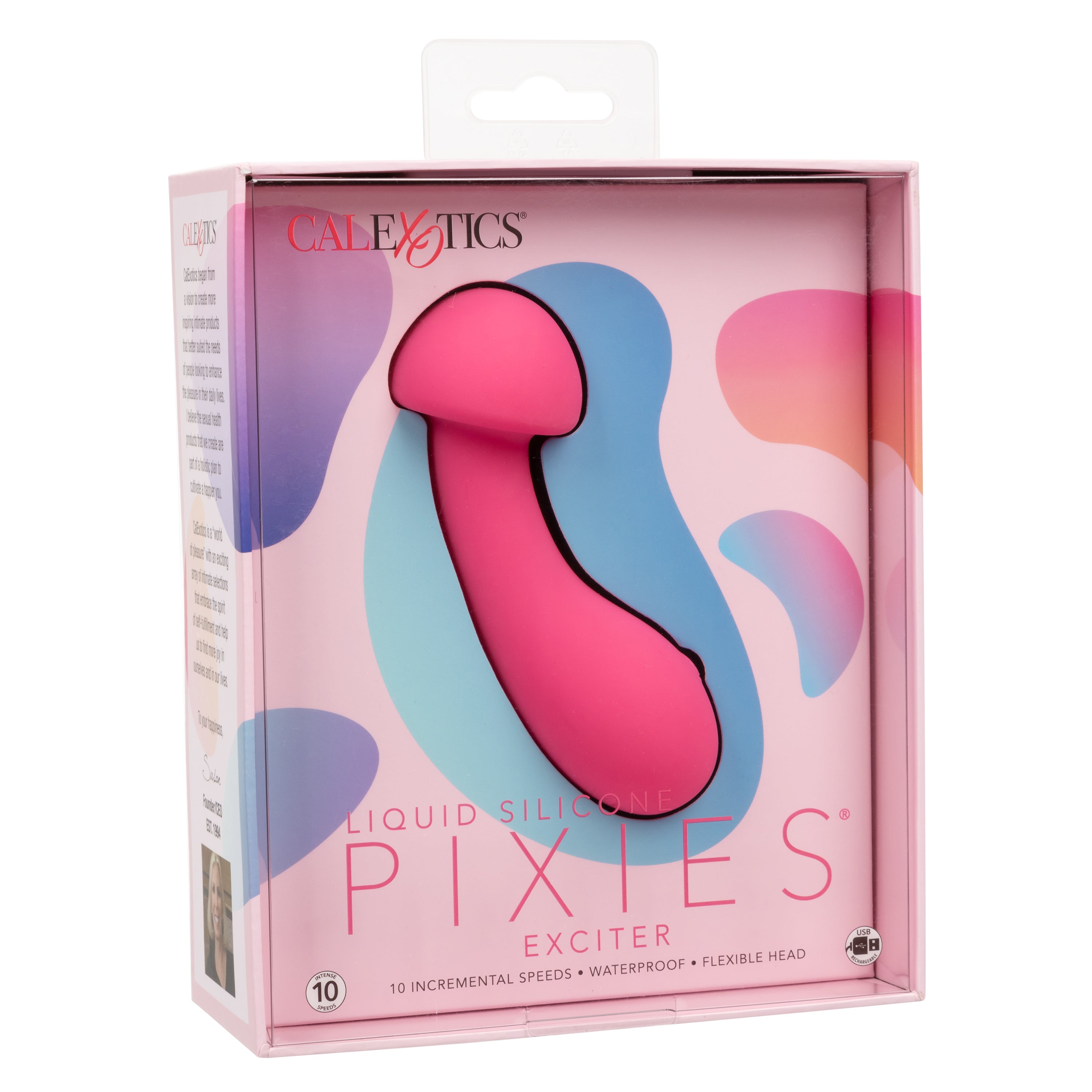 Liquid Silicone Pixies Exciter Pink Flexible Dual-Sided Massager with 10 Speeds and Rechargeable Pink > Vibrators > Standard Vibrators