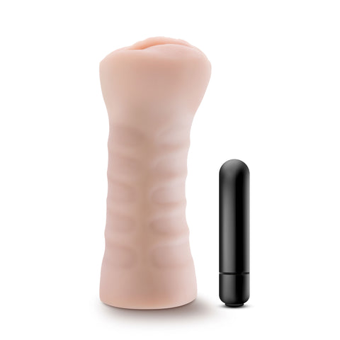 Destini Vibrating Male Stroker Beige by Blush Ultra-Soft Material Beige Strokers - Manual