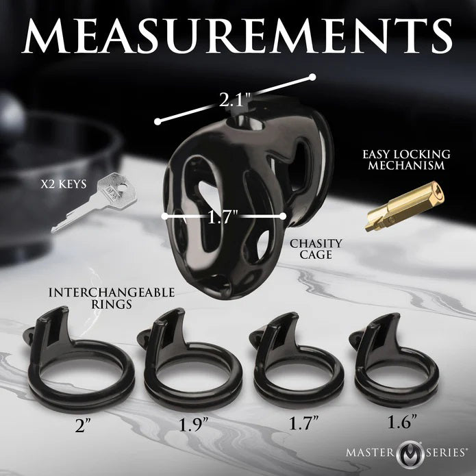 Hard Stop Double Ring Chastity Cage Black > Bondage Gear > Male Chastity