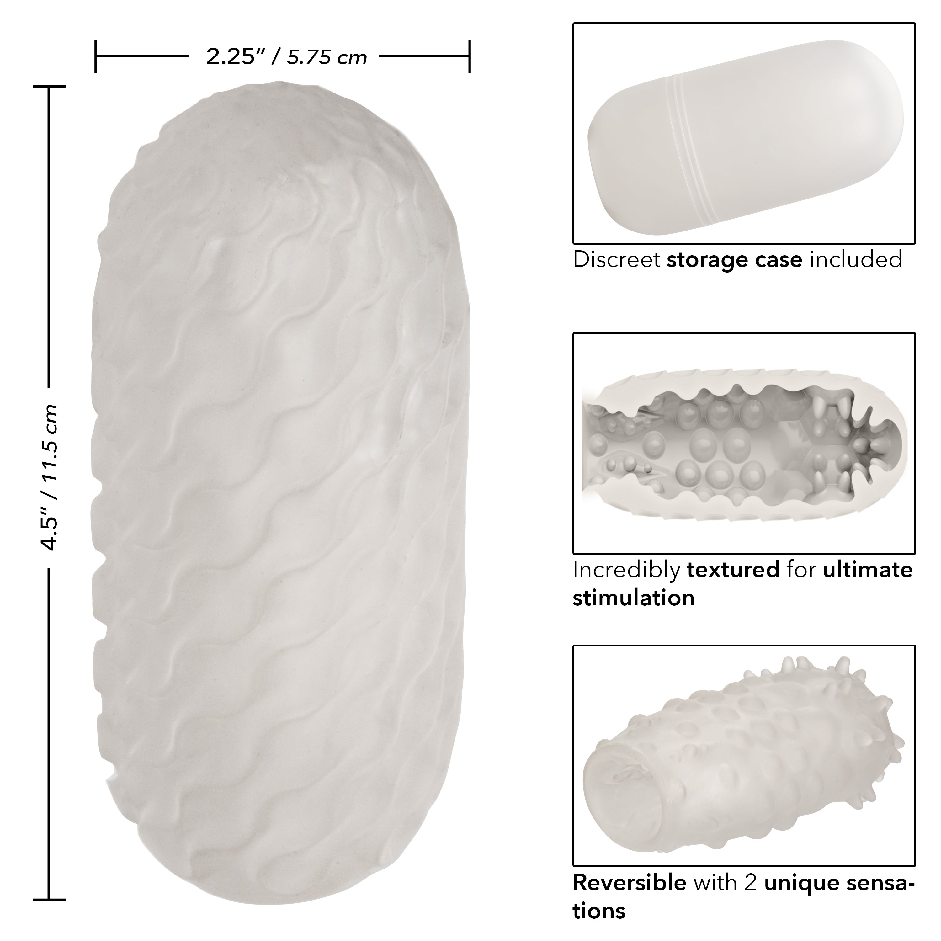 Boundless Reversible Nubby Stroker 4.5 Inch Dual-Texture Clear Compact Male Masturbator Strokers - Manual