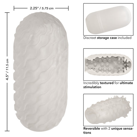 Boundless Reversible Nubby Stroker 4.5 Inch Dual-Texture Clear Compact Male Masturbator Strokers - Manual
