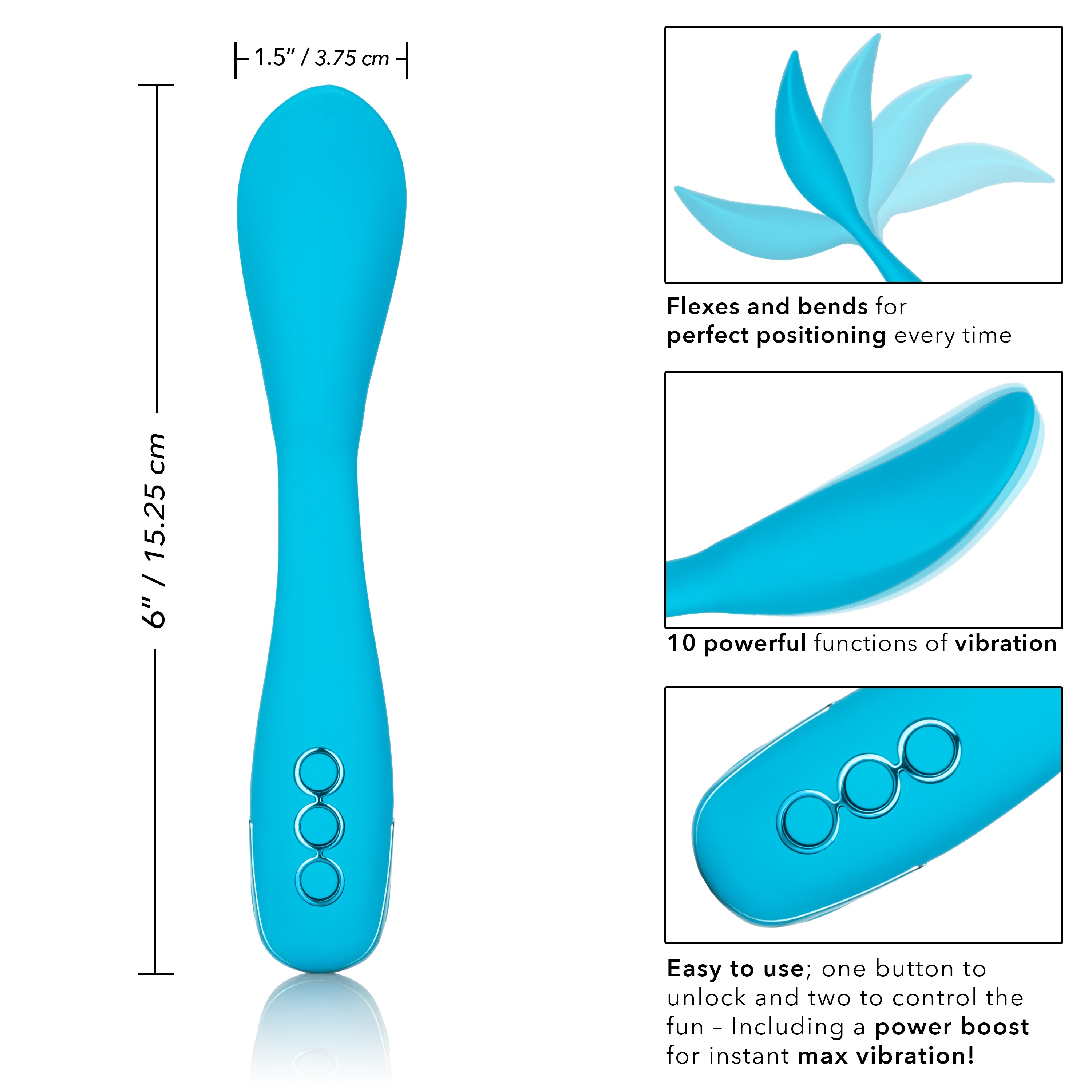 California Dreaming Palm Springs Pleaser Blue Flexible Mini Vibrator Vibrators