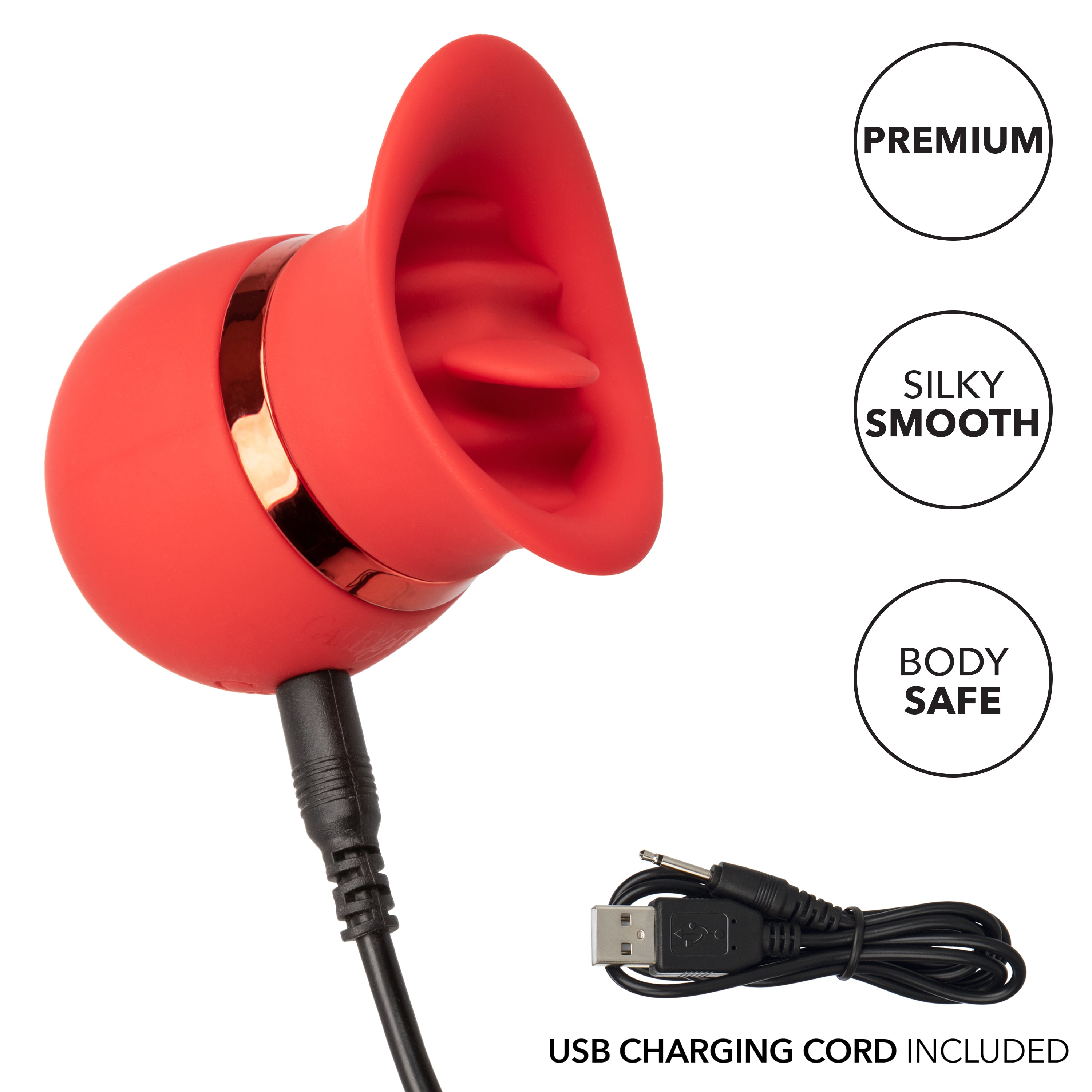 French Kiss Sweet Talker Red Compact Rechargeable Silicone Massager with 12 Vibration Functions Finger Stimulator