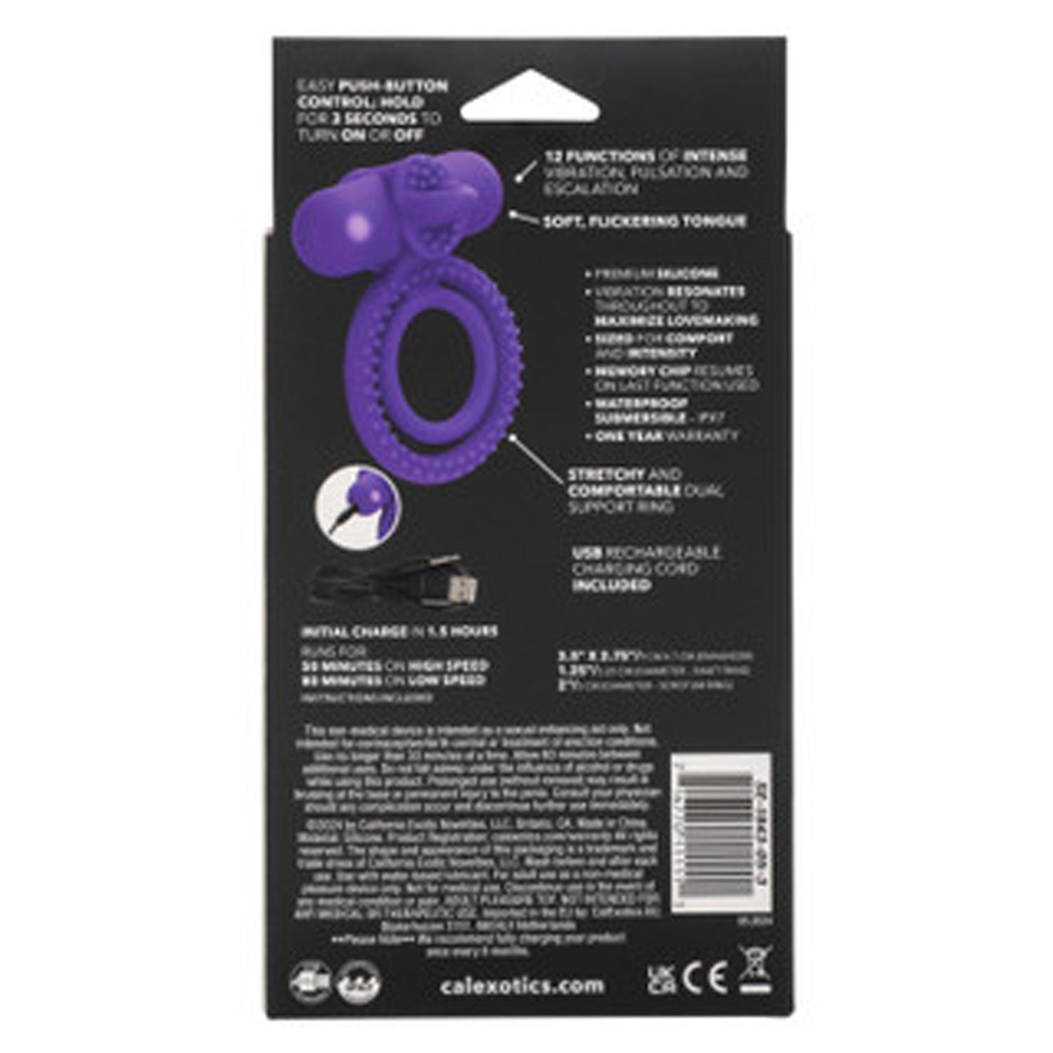 Silicone Dual Climaxer Vibrating Couples Enhancer Purple Waterproof Rechargeable > Sex Toys > Couples Toys