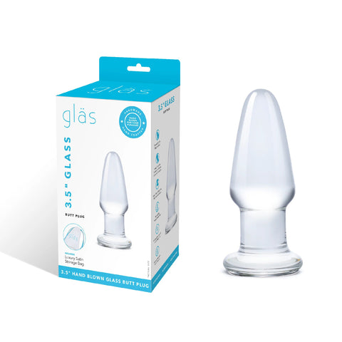 Glas 3.5 Inch Clear Hand Blown Glass Butt Plug with Tapered Tip for Beginner-Friendly Anal Play > Glass > Toys