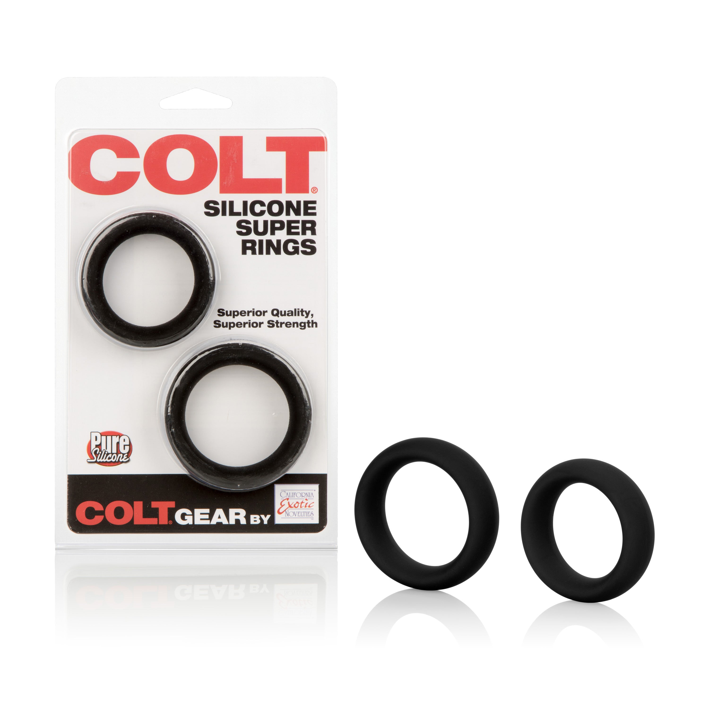 Colt Silicone Super Rings Black Erection Enhancers Set of Two COCK RING Set