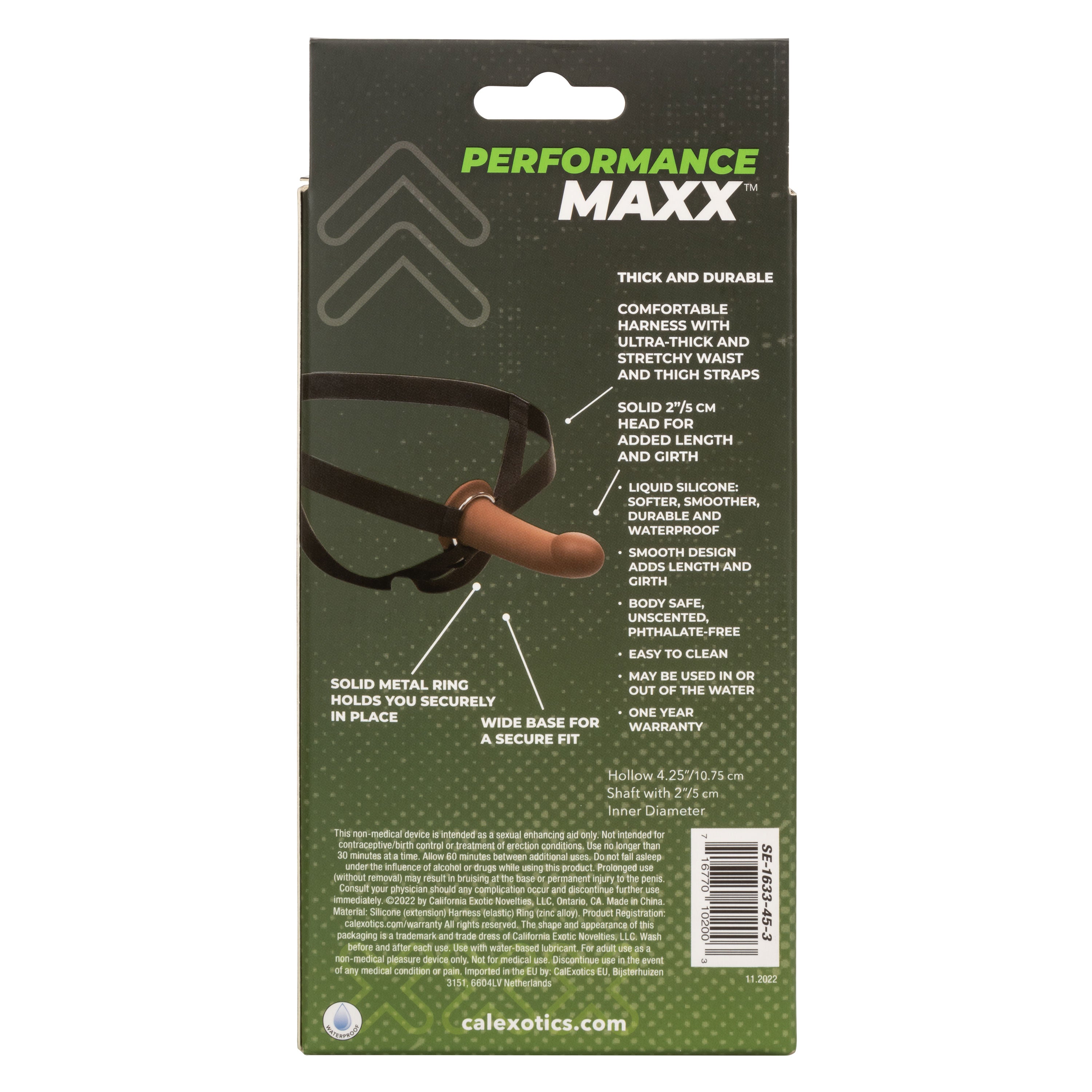 Performance Maxx Extension with Harness Brown 2 Inch Liquid Silicone Sleeve and Adjustable Straps > Dildos > Hollow Strap Ons