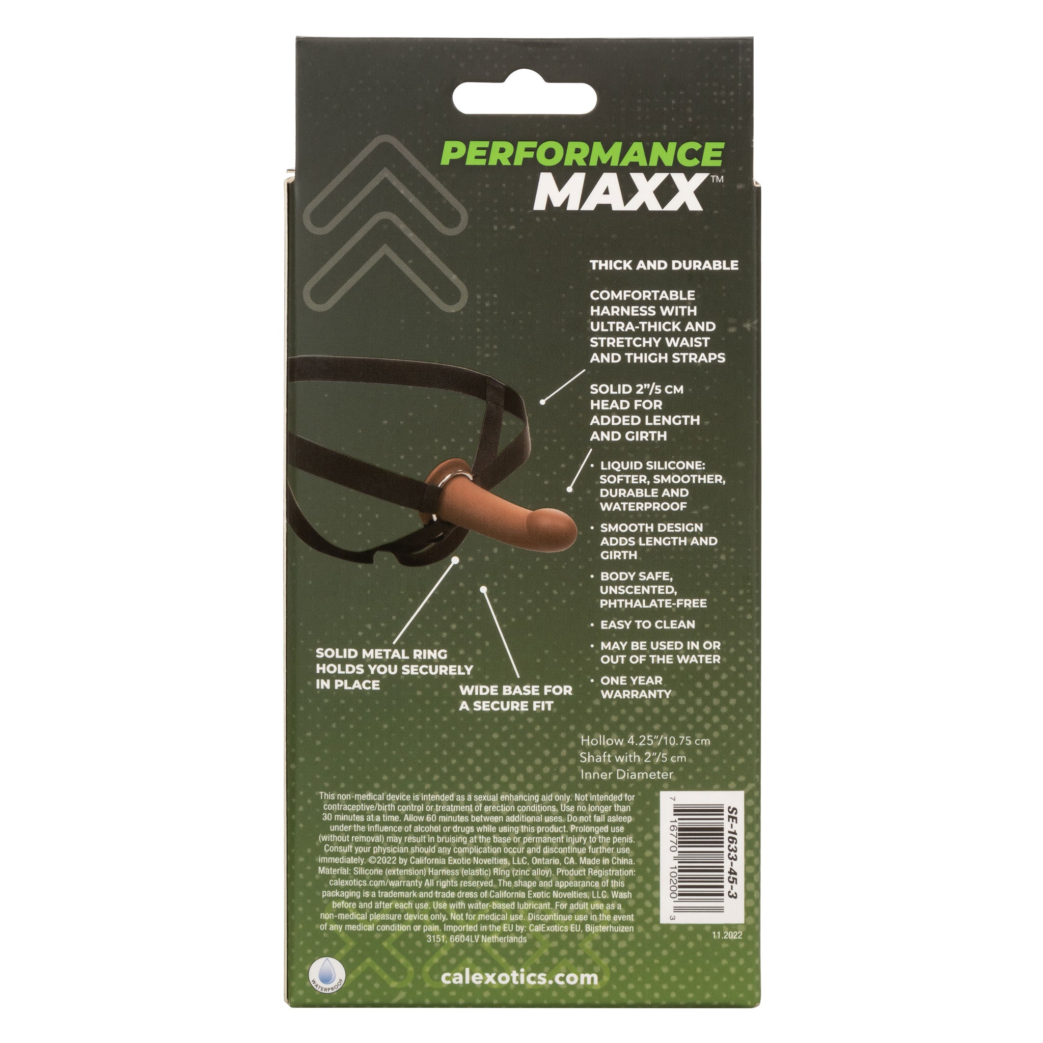 Performance Maxx Extension with Harness Brown 2 Inch Liquid Silicone Sleeve and Adjustable Straps > Dildos > Hollow Strap Ons