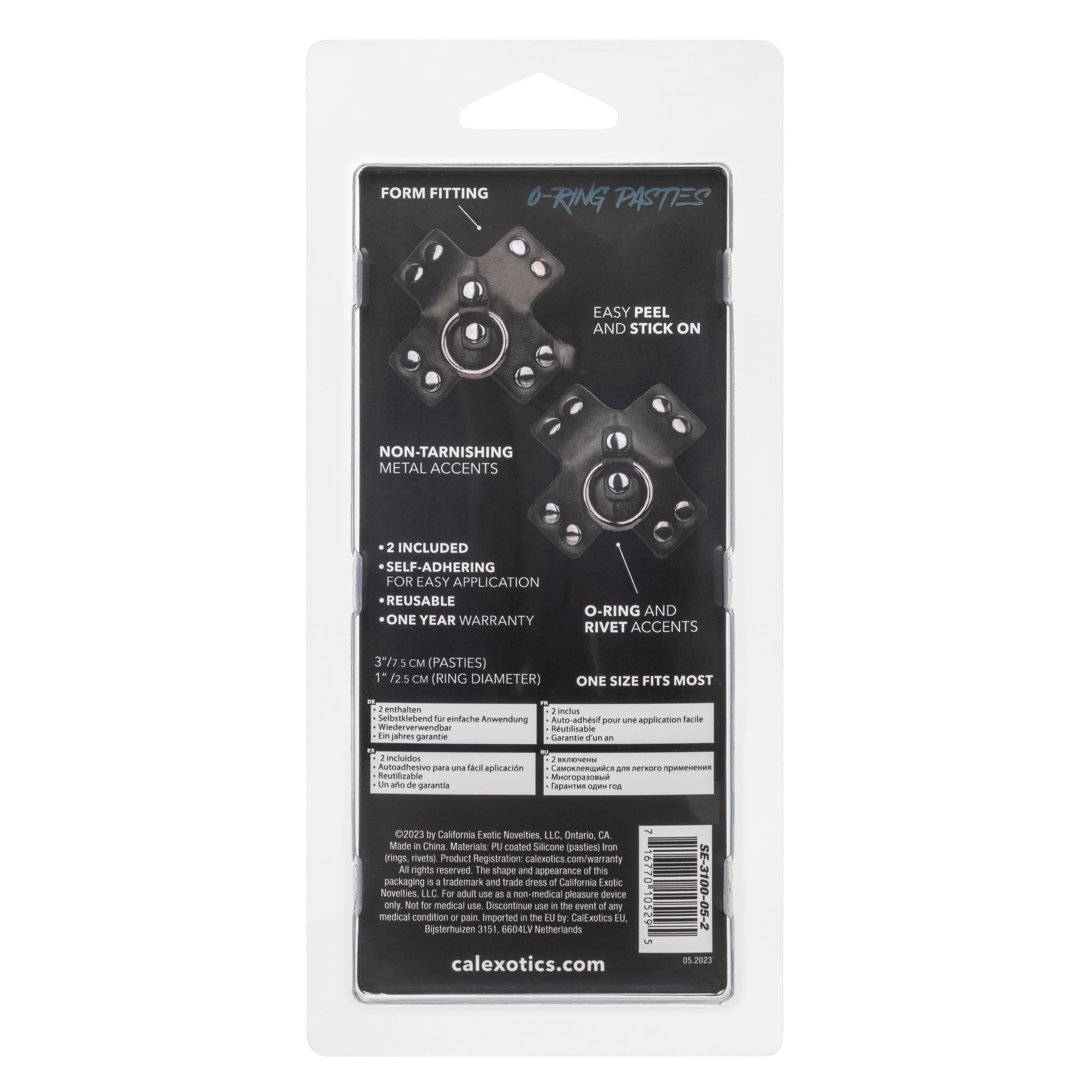 Euphoria Collection Black PU Coated Silicone O-Ring Pasties with Rivet Accents 3 Inch > Clothes > Pasties
