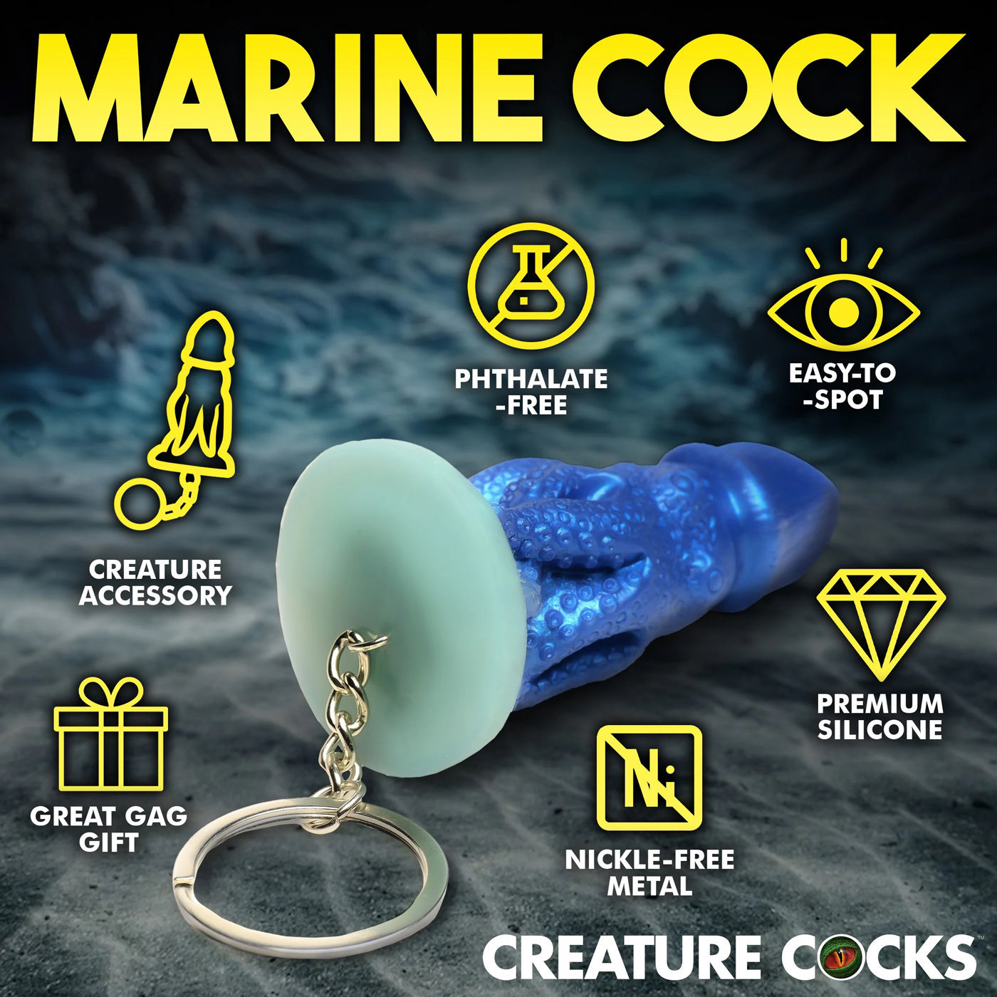 Blue Cocktopus Keychain Thick-Headed Girthy Design Adult Novelty Keyring Secondary image