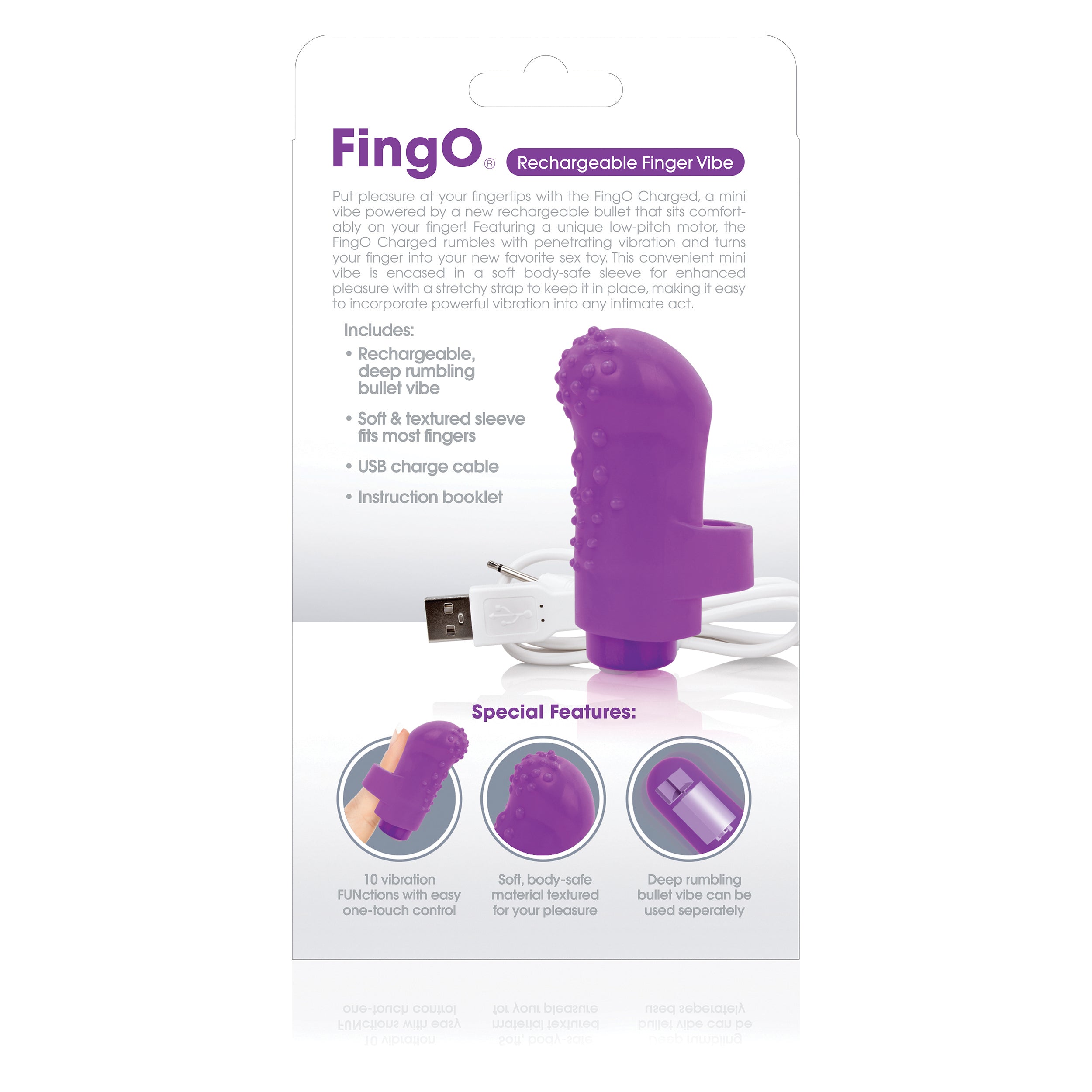 Charged Fing O Rechargeable Mini Finger Vibrator with Vooom Technology Silicone and ABS > Vibrators > Finger Vibrators