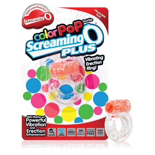 Screaming O Colour Pop Quickie Plus – Stretchy Vibrating Erection Ring with Clitoral Stimulator > Cock Ring > Vibrating