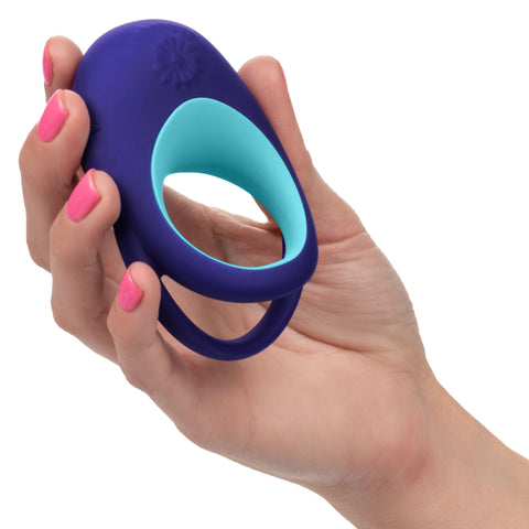 Link Up Alpha Vibrating Couples Enhancer Ring Two-Piece Set Blue and Turquoise Waterproof Silicone > Sex Toys > Couples Toys