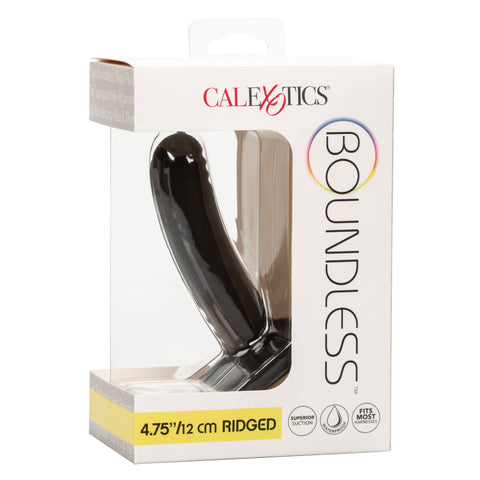 Boundless 4.75"/12cm Ridged Black Silicone Probe with Suction Cup Base > Dildos > Neutral Dildos
