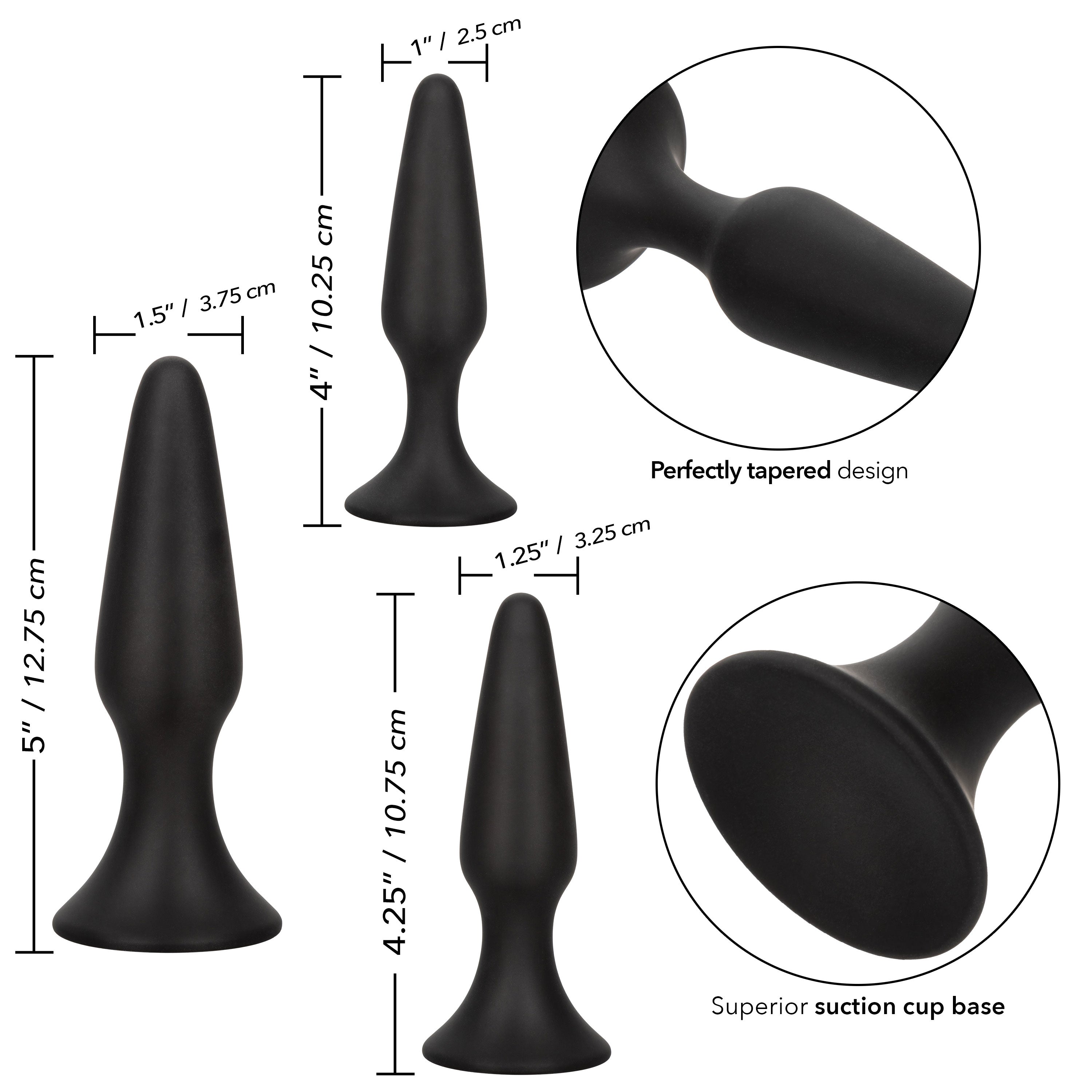 Colt Silicone Anal Trainer Kit 3 Gradually Sized Black Silicone Plugs > Anal Range > Butt Plug Kits