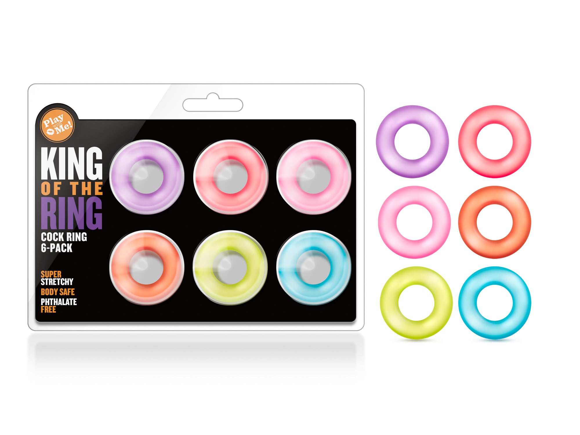King of the Ring Coloured Cock Rings Set of 6 Multi > Cock Ring > Sets