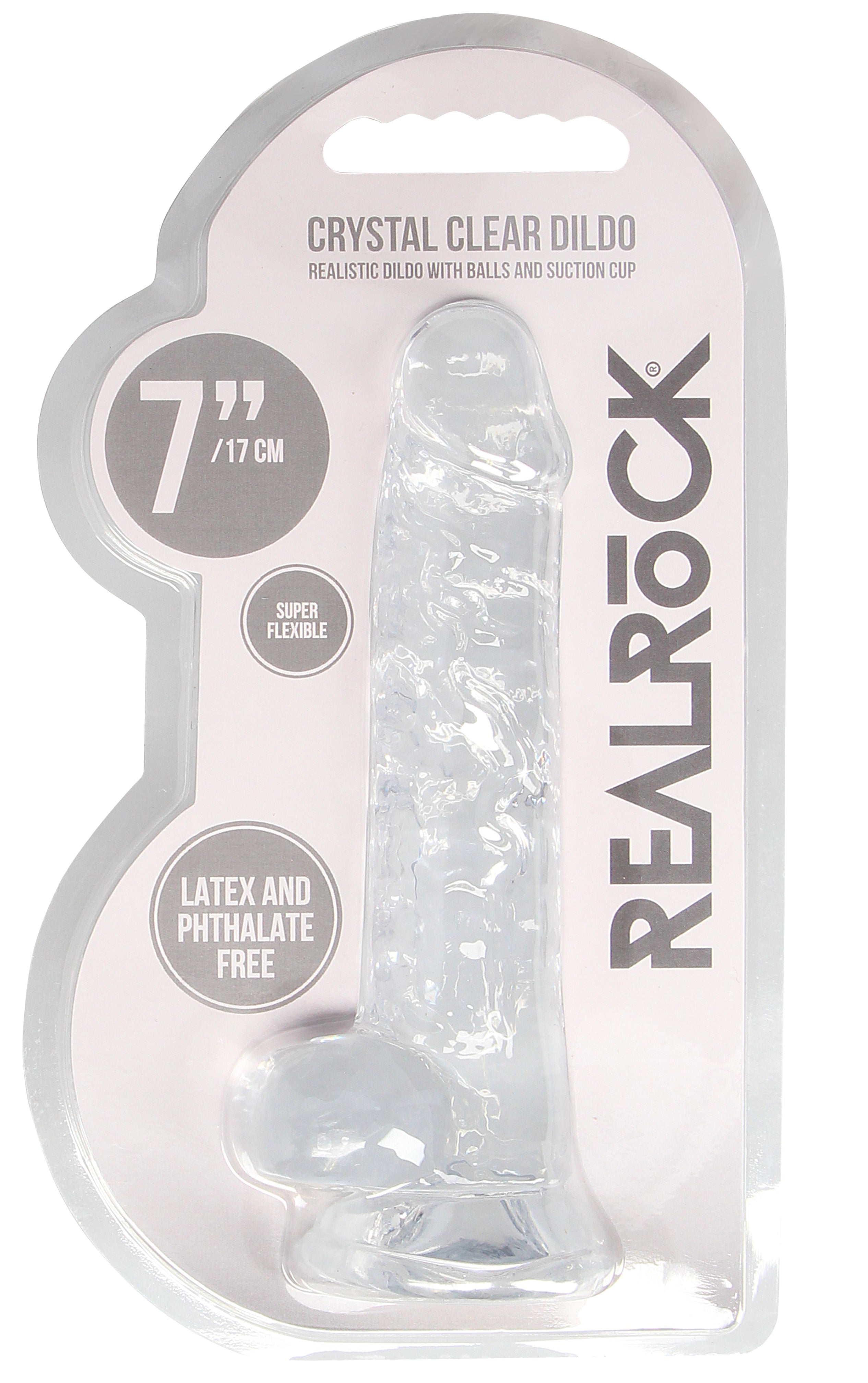 RealRock Crystal Clear (Transparent) – Phthalate-Free 7 Inch Realistic Dildo With Balls > Dildos > Realistic Dildos