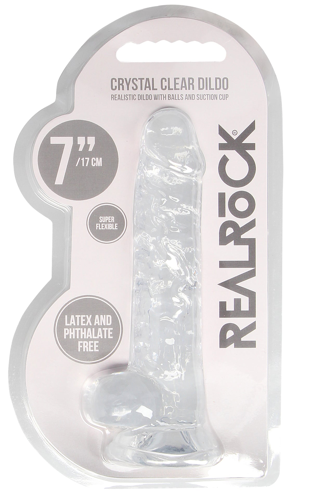 RealRock Crystal Clear 7 Inch Phthalate-Free TPE Realistic Dildo with Balls > Dildos > Realistic Dildos