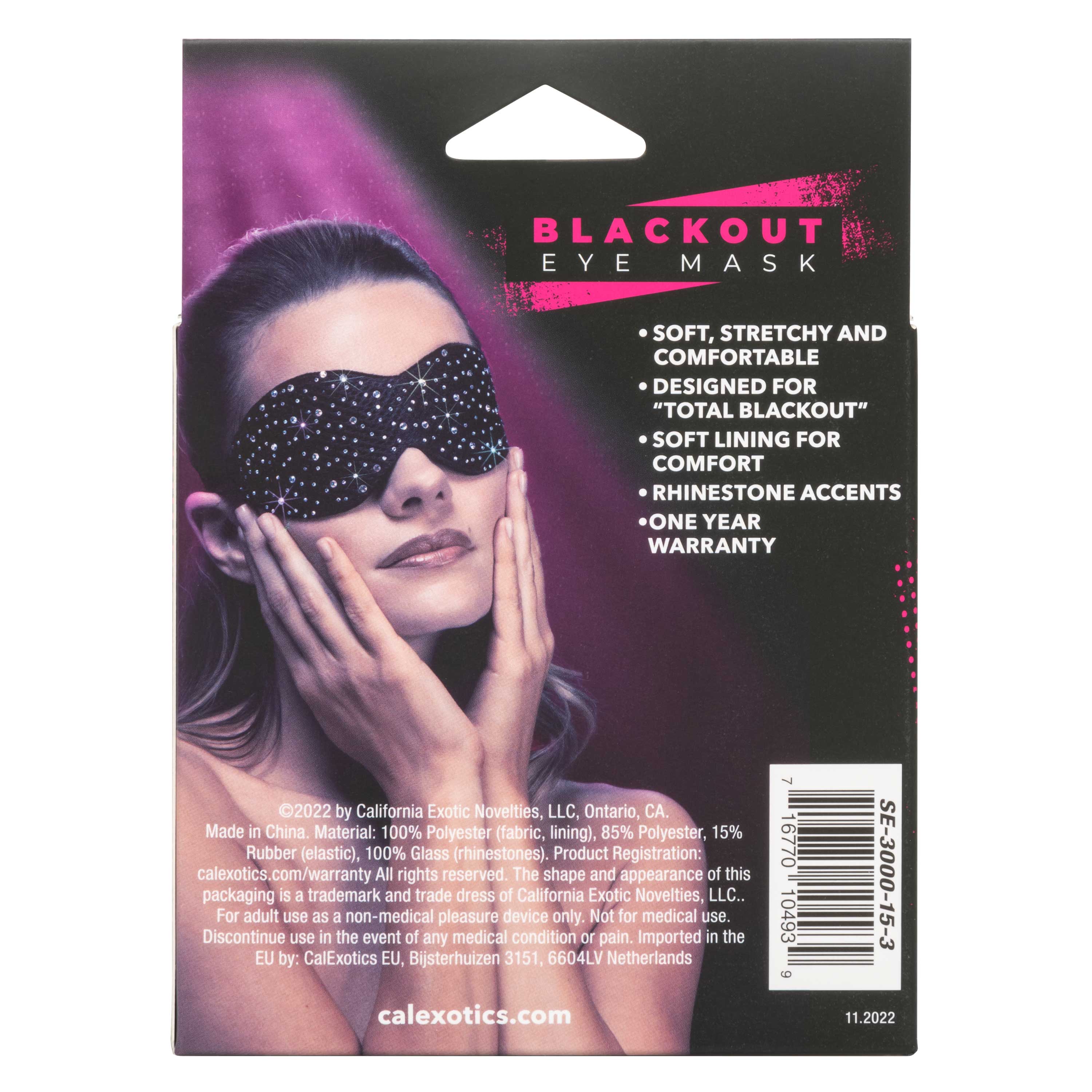 Radiance Blackout Eye Mask with Black Rhinestones and Plush Lining Masks