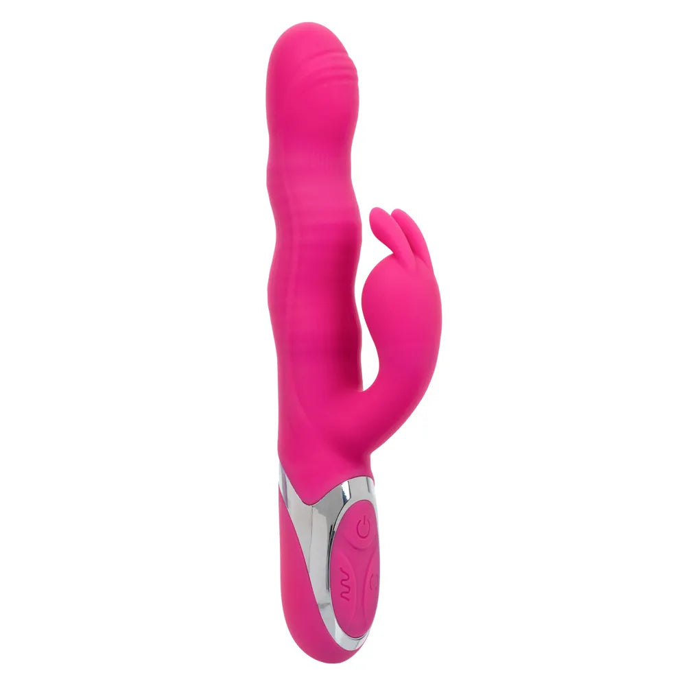 Enchanted Wave Action Bunny Pink 9.75 Inch Dual Motor Silicone Rabbit Vibrator > Vibrators > Ladies > Rabbit
