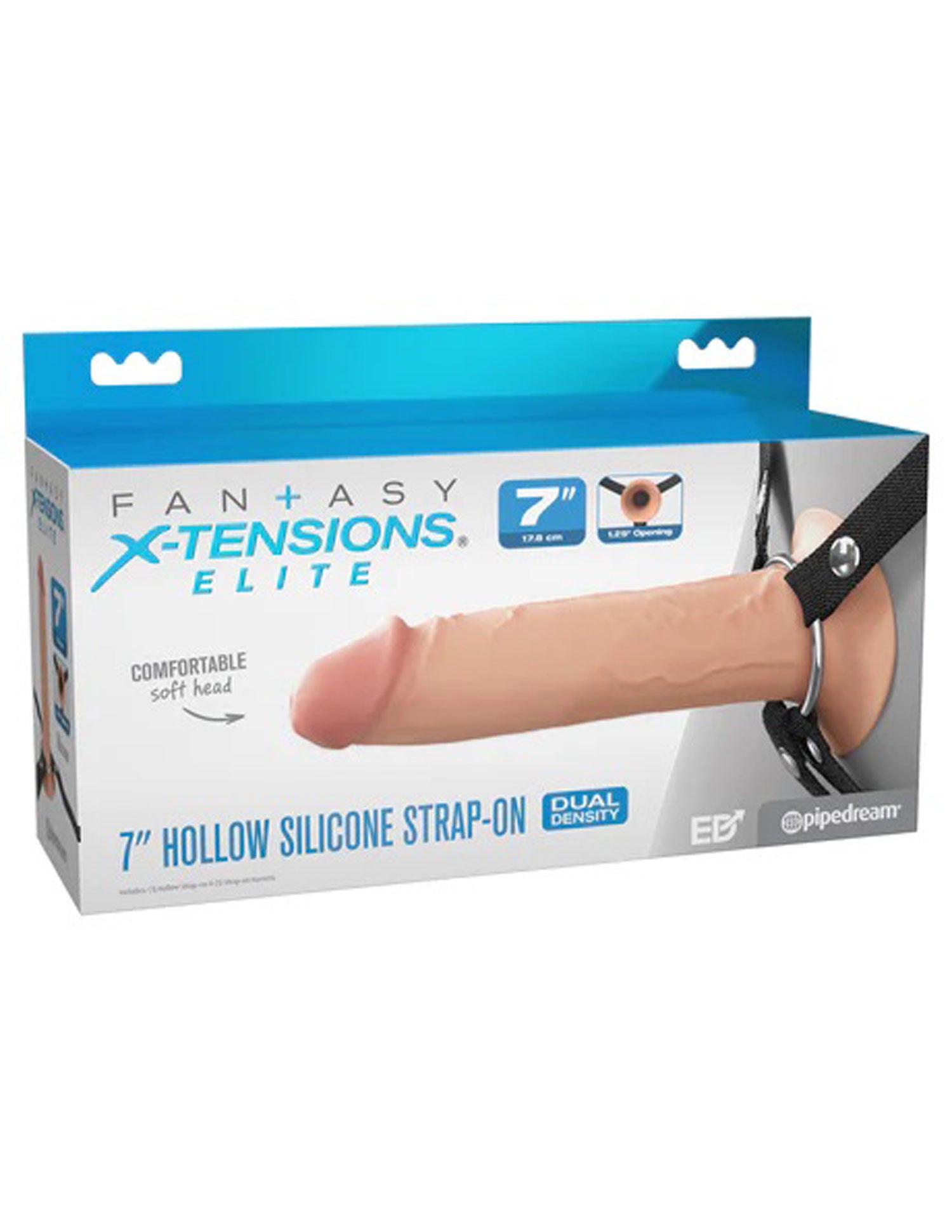 Fx Elite 7 Inch Silicone Hollow Strap On Flesh White Strap-ons Hollow