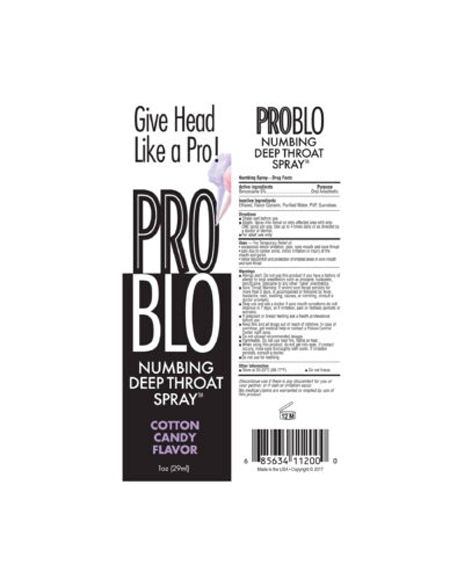 ProBlo Deep Throat Spray – Cotton Candy Flavored Oral Desensitiser 30ml > Lube > Oral Gels & Sprays