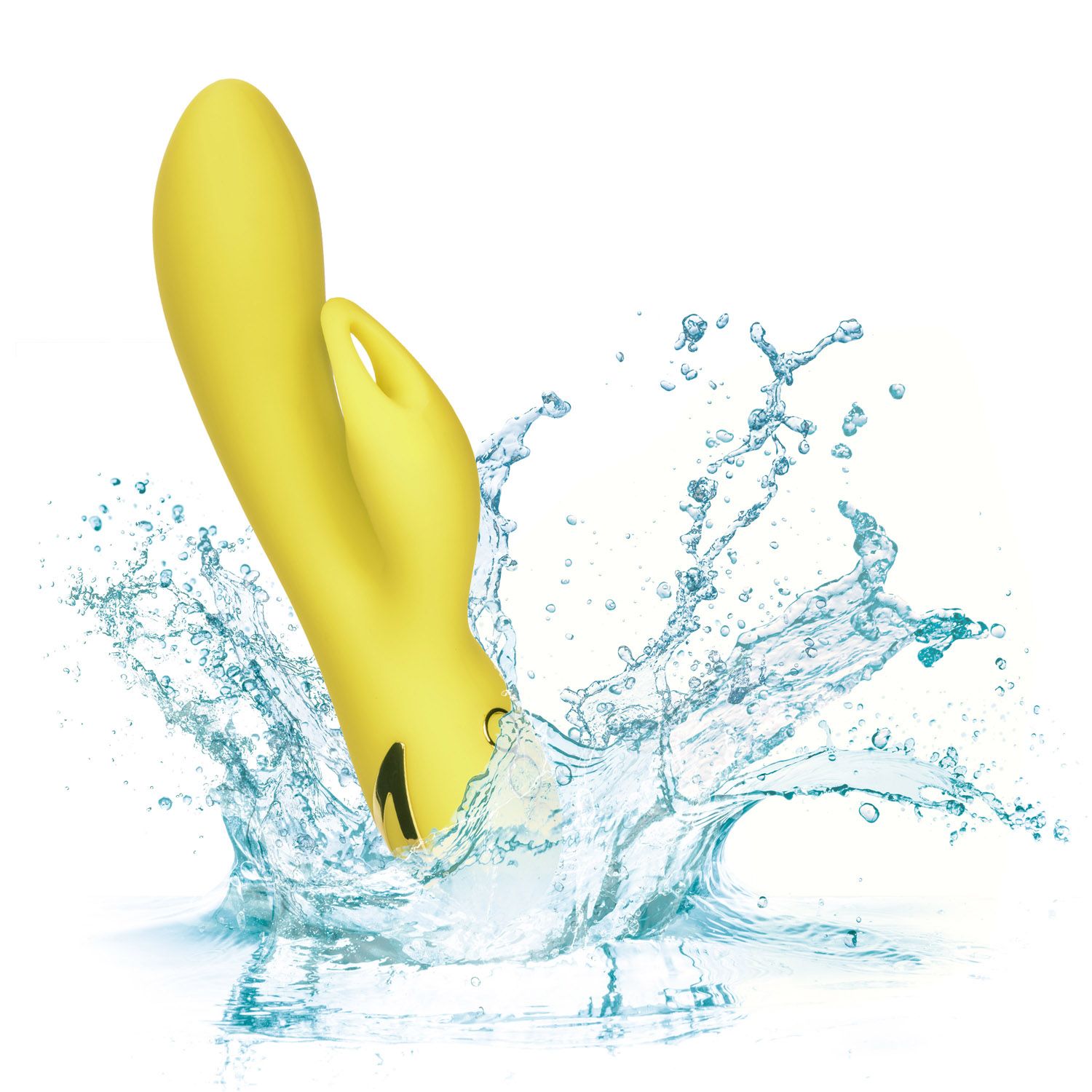 California Dreaming Venice Vixen Yellow Rechargeable Silicone Massager with 10 Vibration Functions and Waterproof Design VIBRATORS-RABBIT