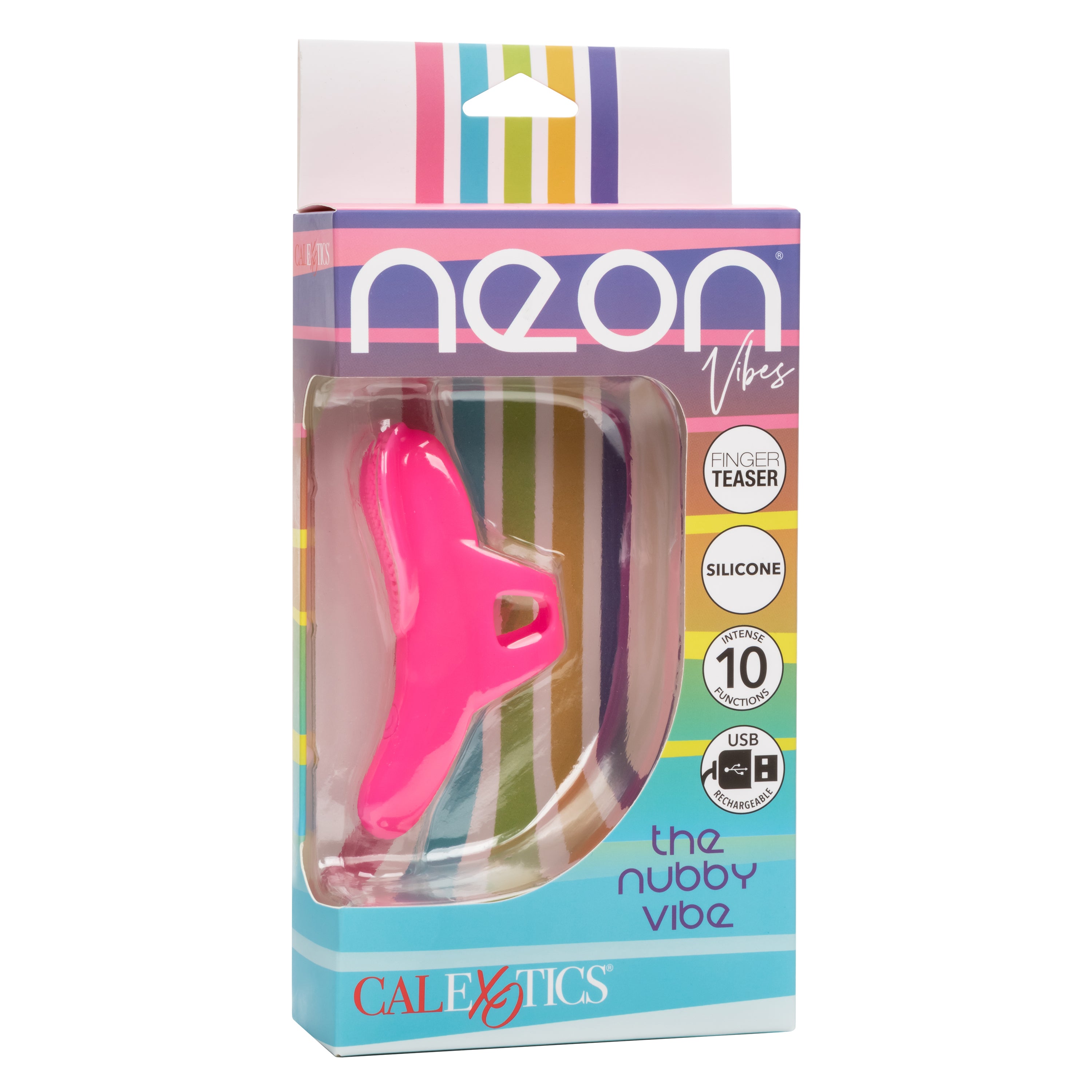 Neon Vibes The Nubby Vibe Pink Silicone Finger Teaser with 10 Functions and Rechargeable Pink > Vibrators > Finger Vibrators