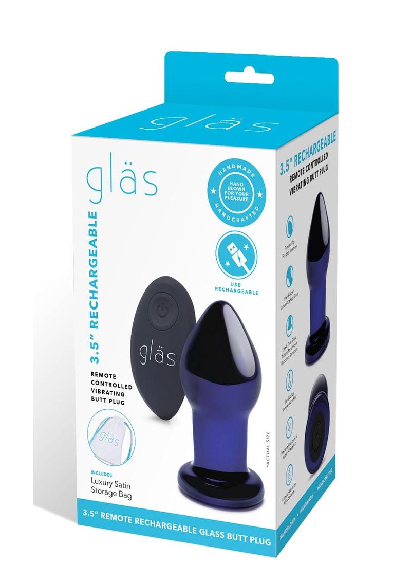 Glas 3.5 Inch Remote Controlled Vibrating Butt Plug in Deep Blue > Anal Range > Butt Plugs