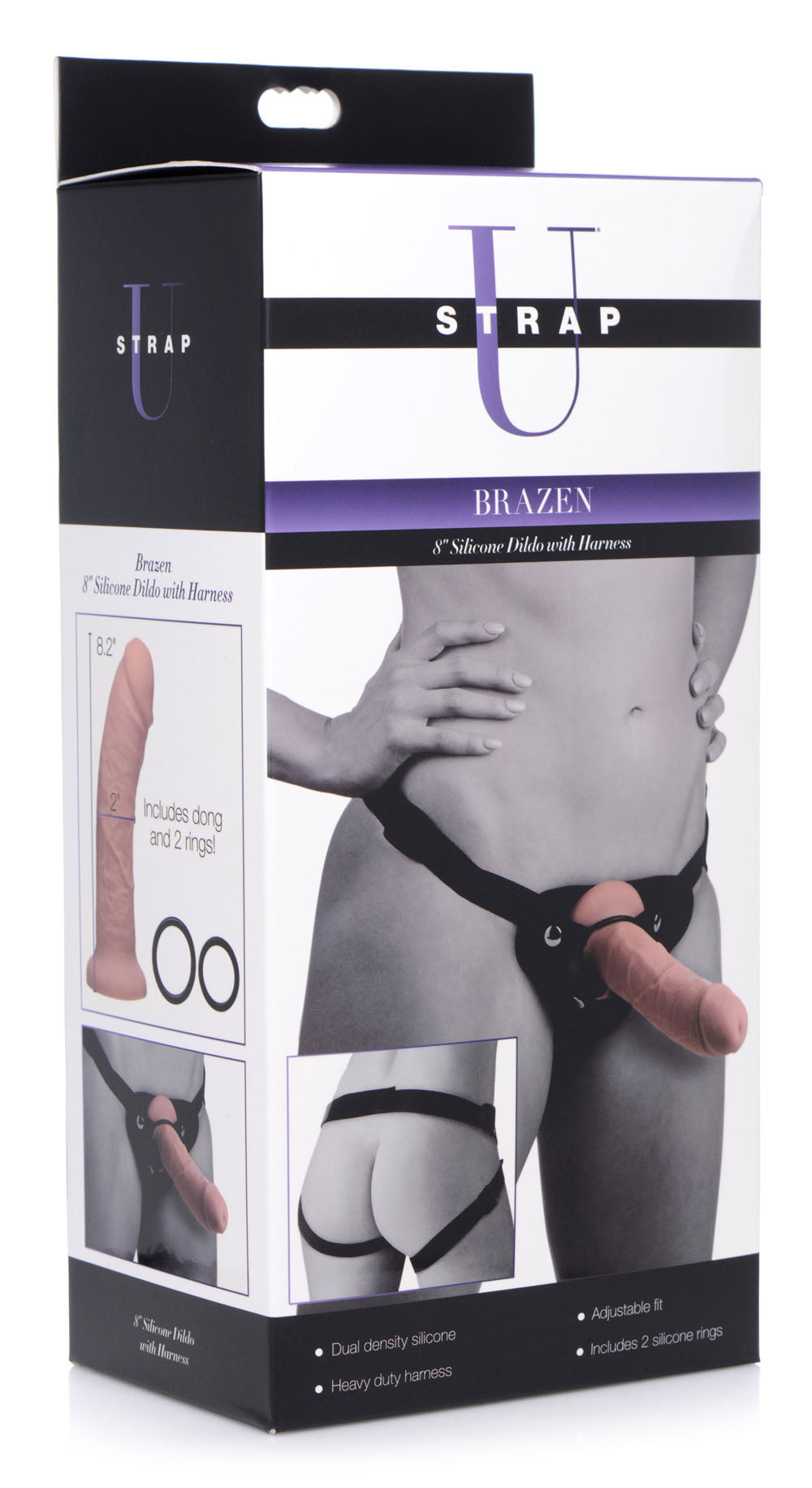 Brazen 8 Inch Silicone Dildo with Harness in Flesh Color > Dildos > Strap On Harnesses