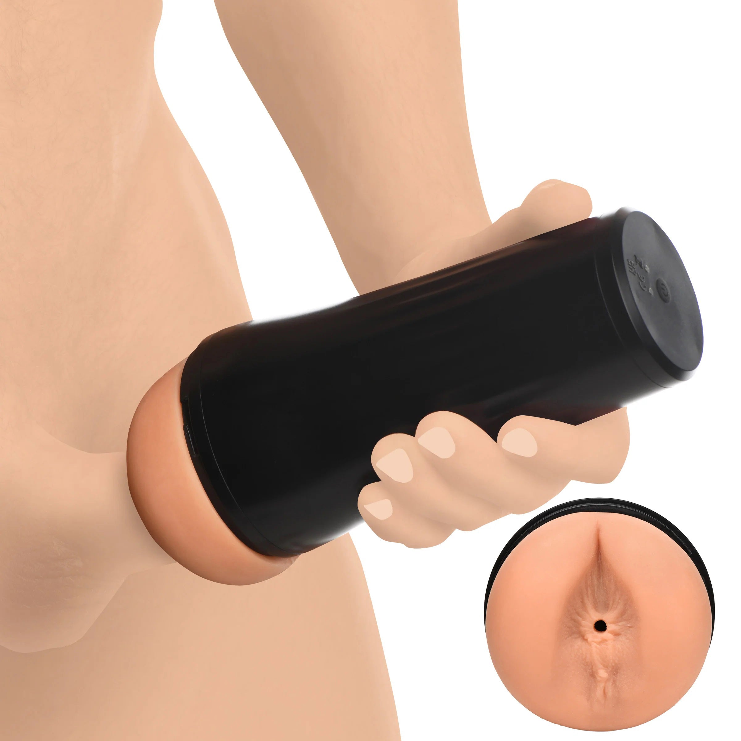 Mistress Vibrating Ass Masturbator Soft Stretchy Realistic Skin Tone with 4 Speeds and 7 Vibration Patterns Waterproof IPX6 Beige Strokers - Auto