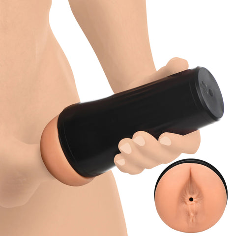 Mistress Vibrating Ass Masturbator Soft Stretchy Realistic Skin Tone with 4 Speeds and 7 Vibration Patterns Waterproof IPX6 Beige Strokers - Auto