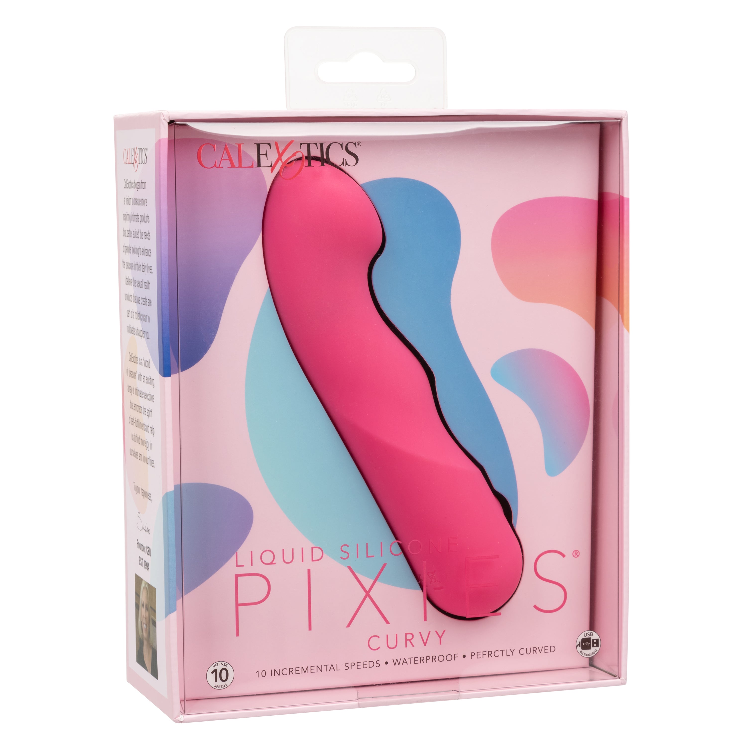 Liquid Silicone Pixies Curvy Pink Flexible Curved Massager with 10 Speeds Pink > Vibrators > Standard Vibrators