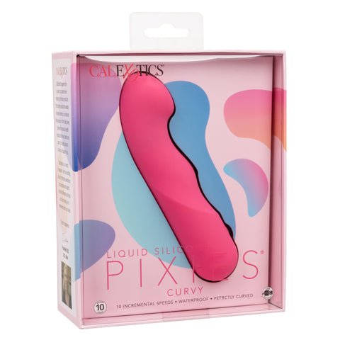Liquid Silicone Pixies Curvy Pink Flexible Curved Massager with 10 Speeds Pink > Vibrators > Standard Vibrators