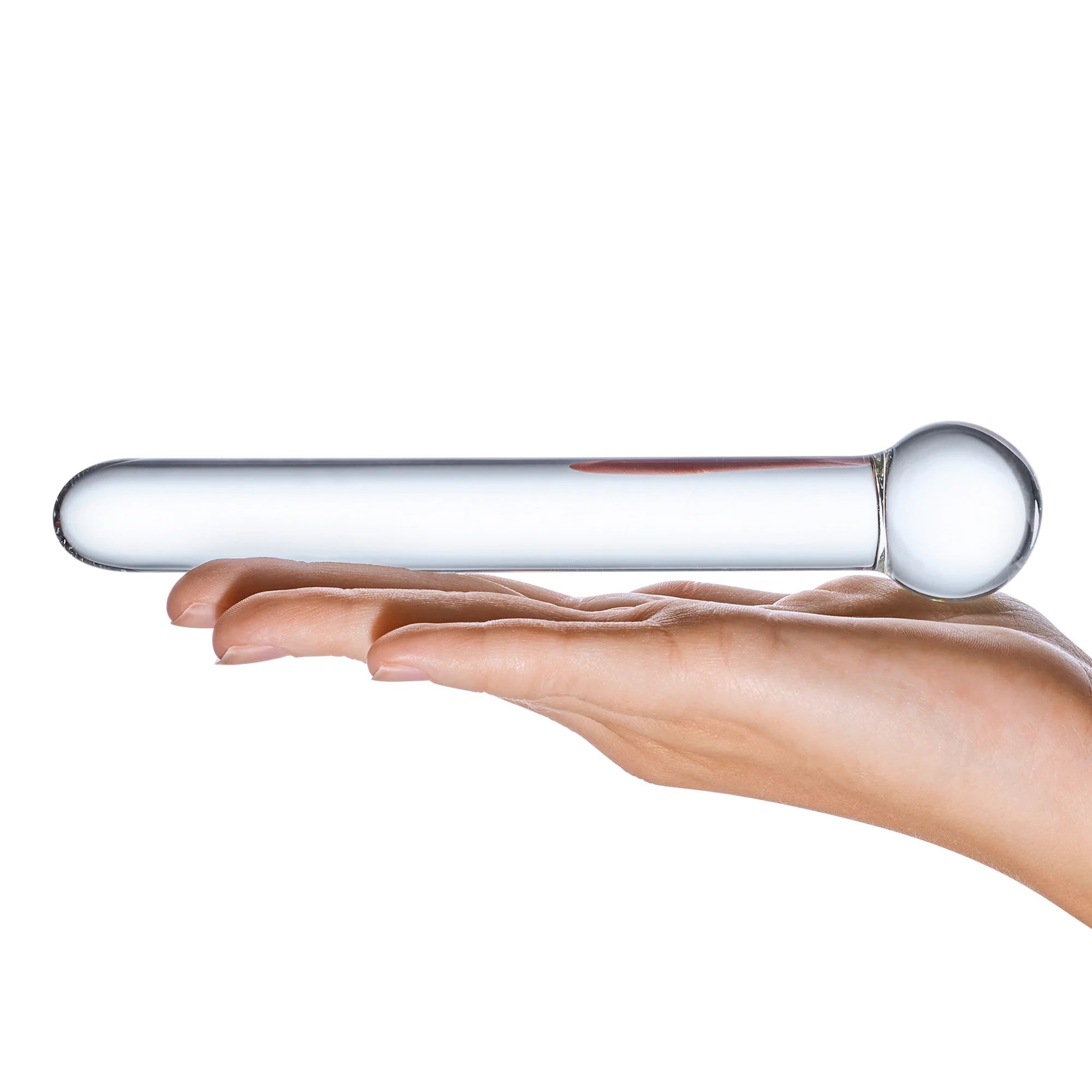 Glas 7 Inch Straight Clear Glass Dildo with Bulbous Handle and Luxury Satin Storage Bag > Glass > Dildos